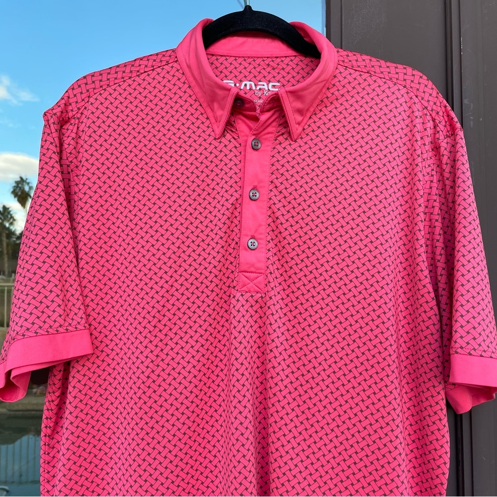 G-Mac (Graeme McDowell) Red-Orange Weave Pattern Golf Polo M